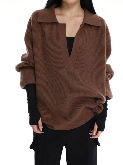 iamxiaa Slouchy Oversized V-neck Relaxed Outerwear Women&