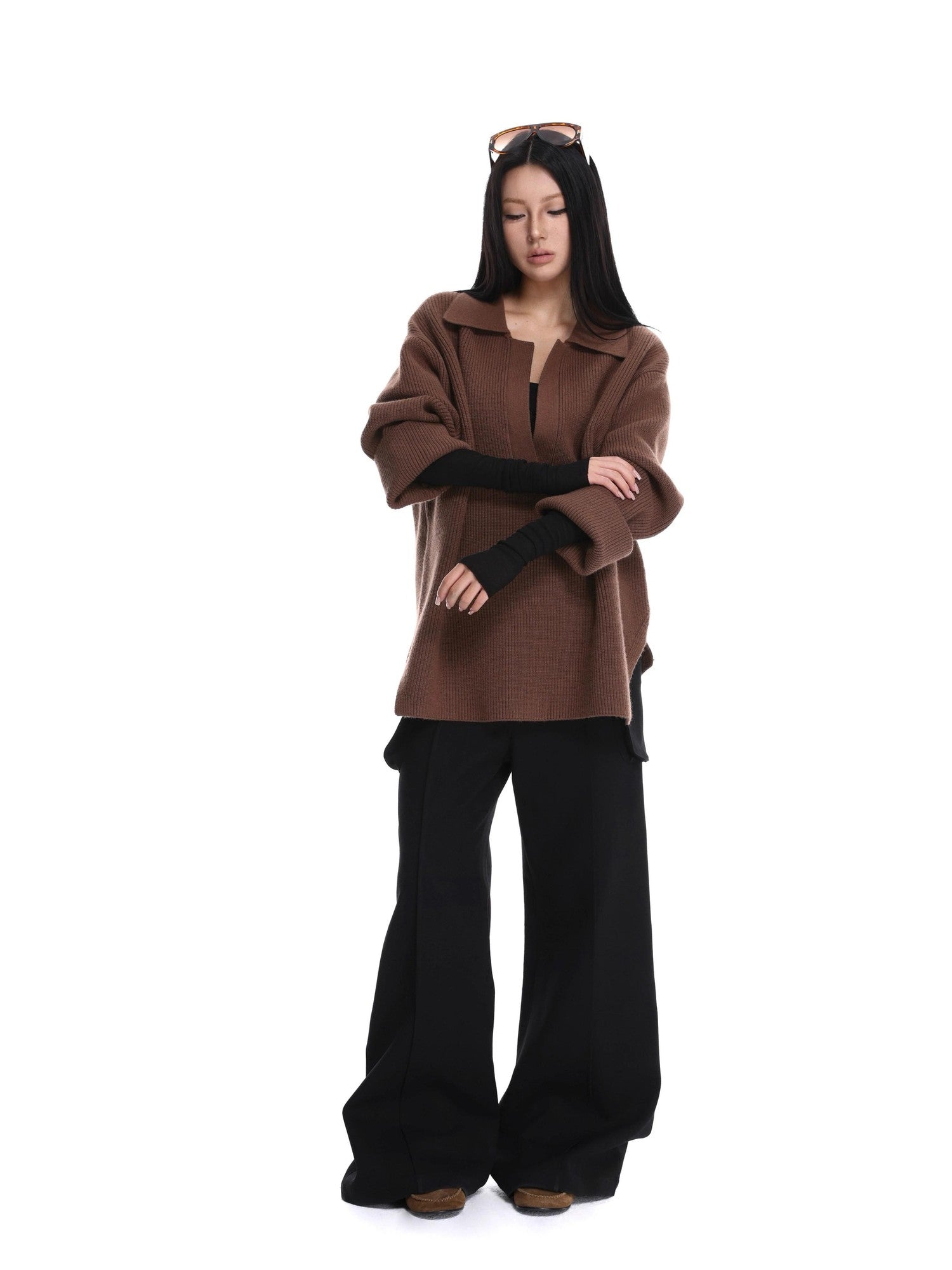 iamxiaa Slouchy Oversized V-neck Relaxed Outerwear Women&
