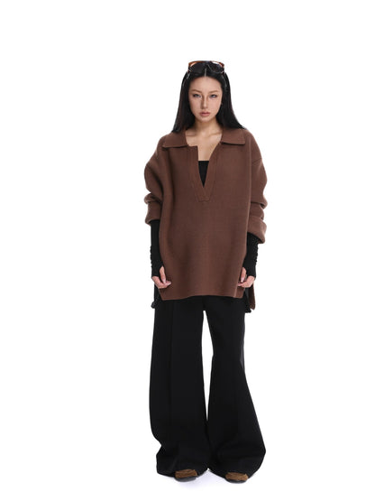 iamxiaa Slouchy Oversized V-neck Relaxed Outerwear Women&