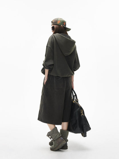 iamxiaa Snowflake Wash Hooded Baggy Cropped Women&