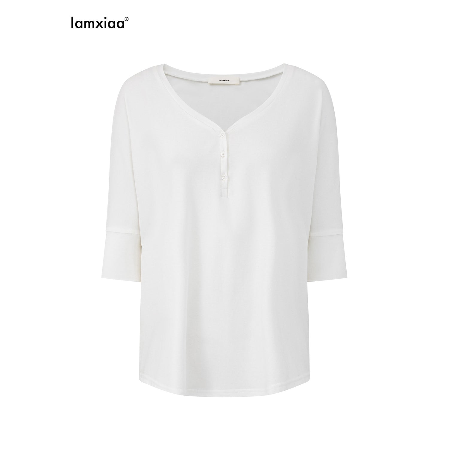 iamxiaa_Soft_Drape_Heart_Henley_Shell_Button_Women&