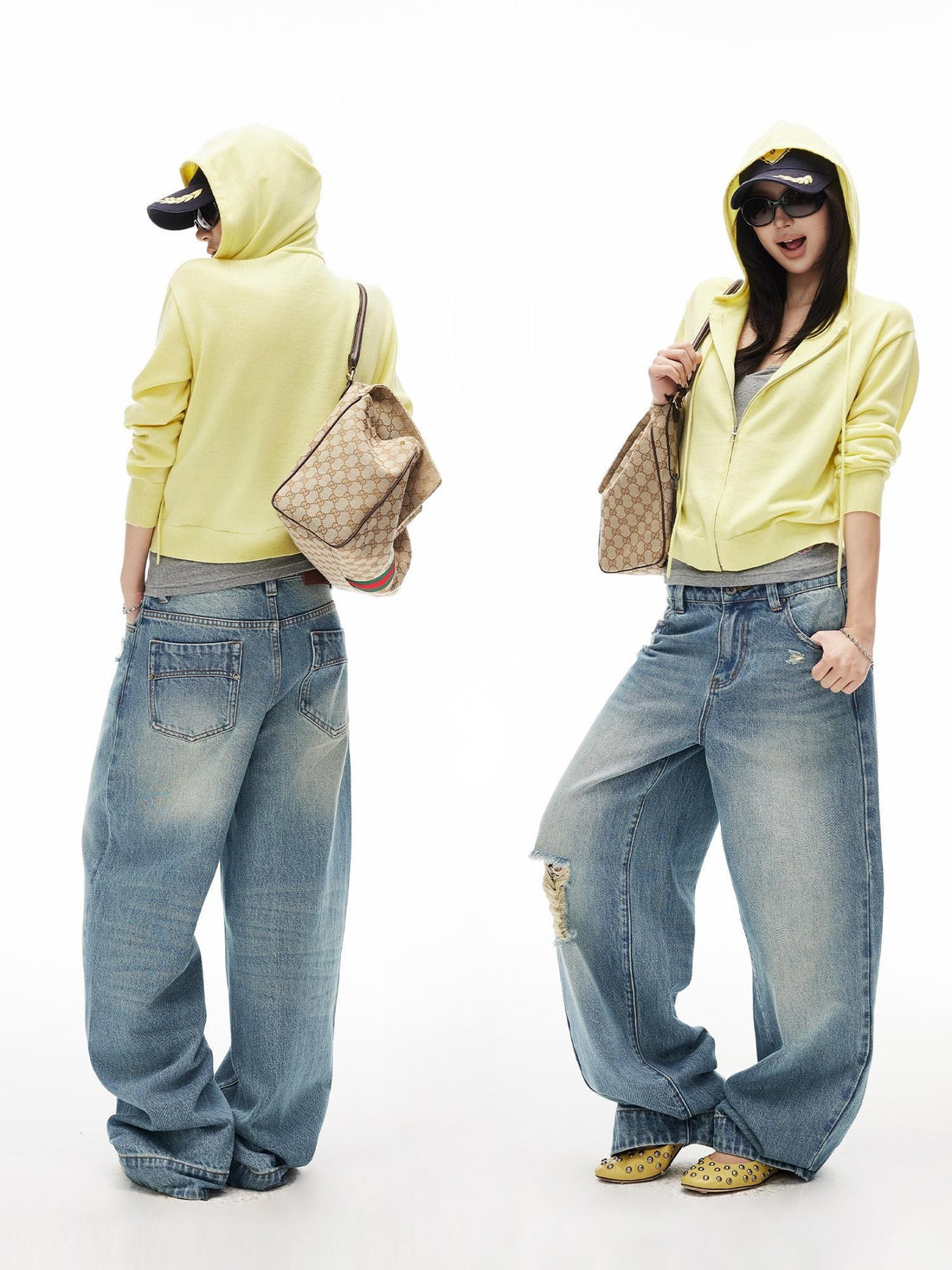 iamxiaa Soft Knit Ribbed Cropped Loose Drop Shoulder Women&