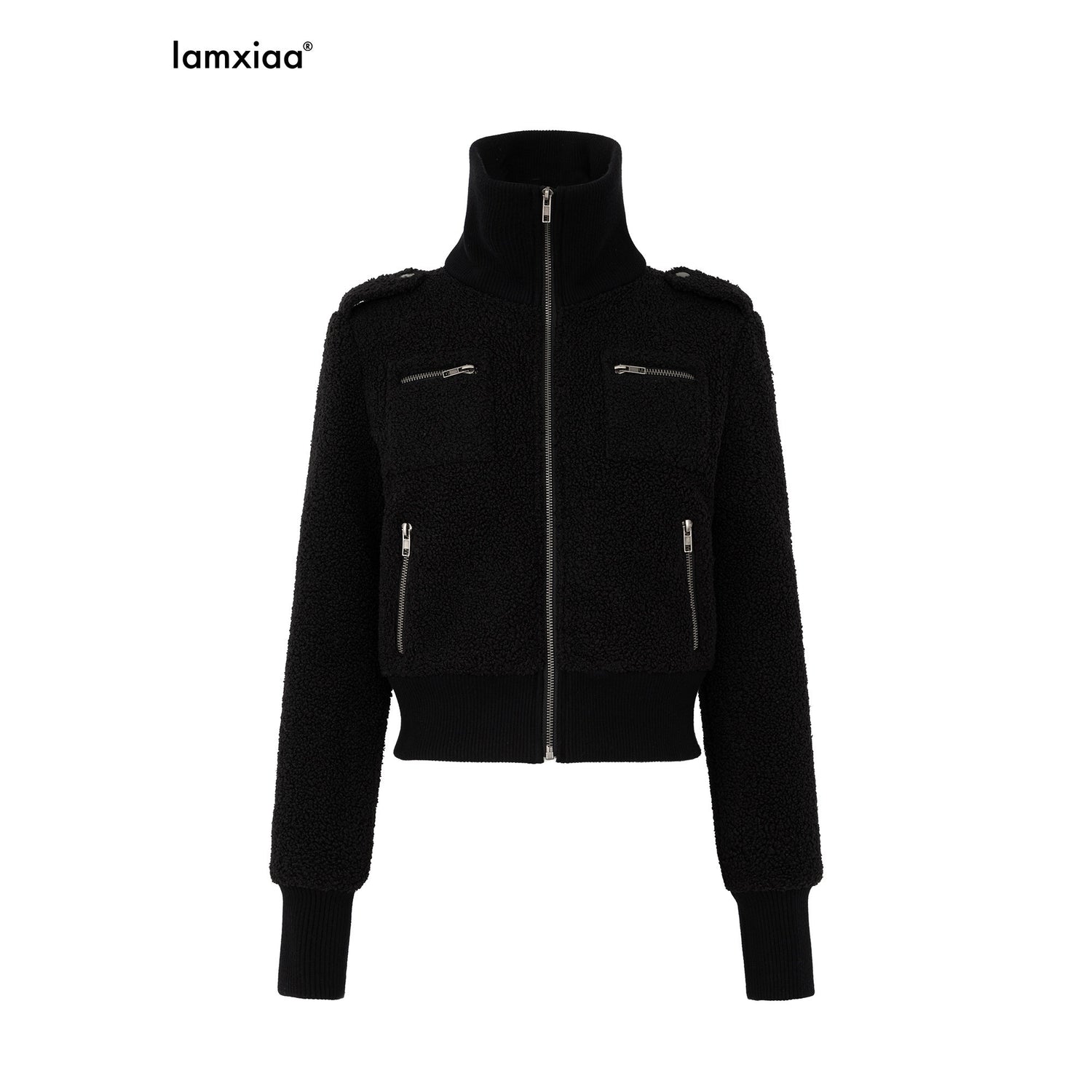 iamxiaa_Soft_Plush_Convertible_Collar_Ribbed_Waist_Slim_Women&