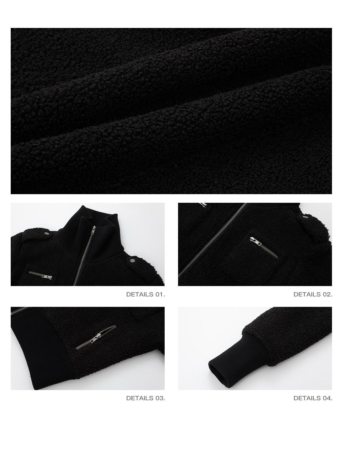 iamxiaa Soft Plush Convertible Collar Ribbed Waist Slim Women&