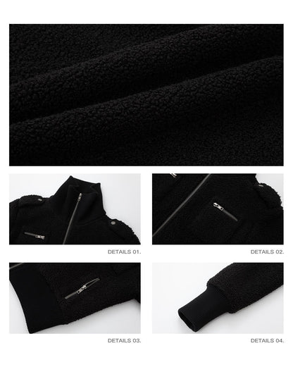 iamxiaa Soft Plush Convertible Collar Ribbed Waist Slim Women&
