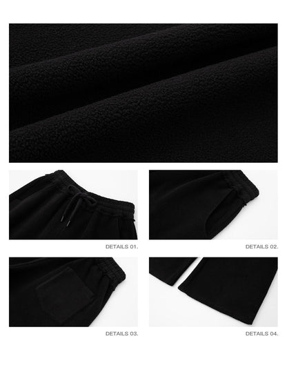 iamxiaa Soft Plush Relaxed Curved Hem Elastic Waist Drawstring Women&