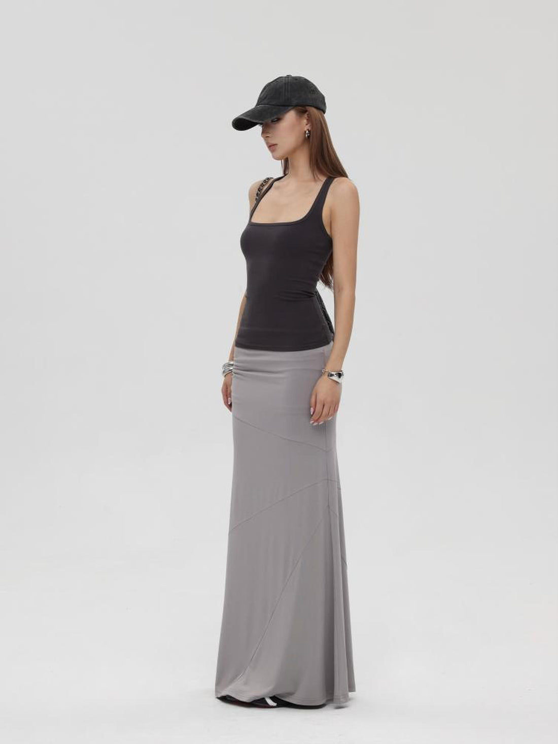 iamxiaa Square Neck Embroidered Slim Fit Women&