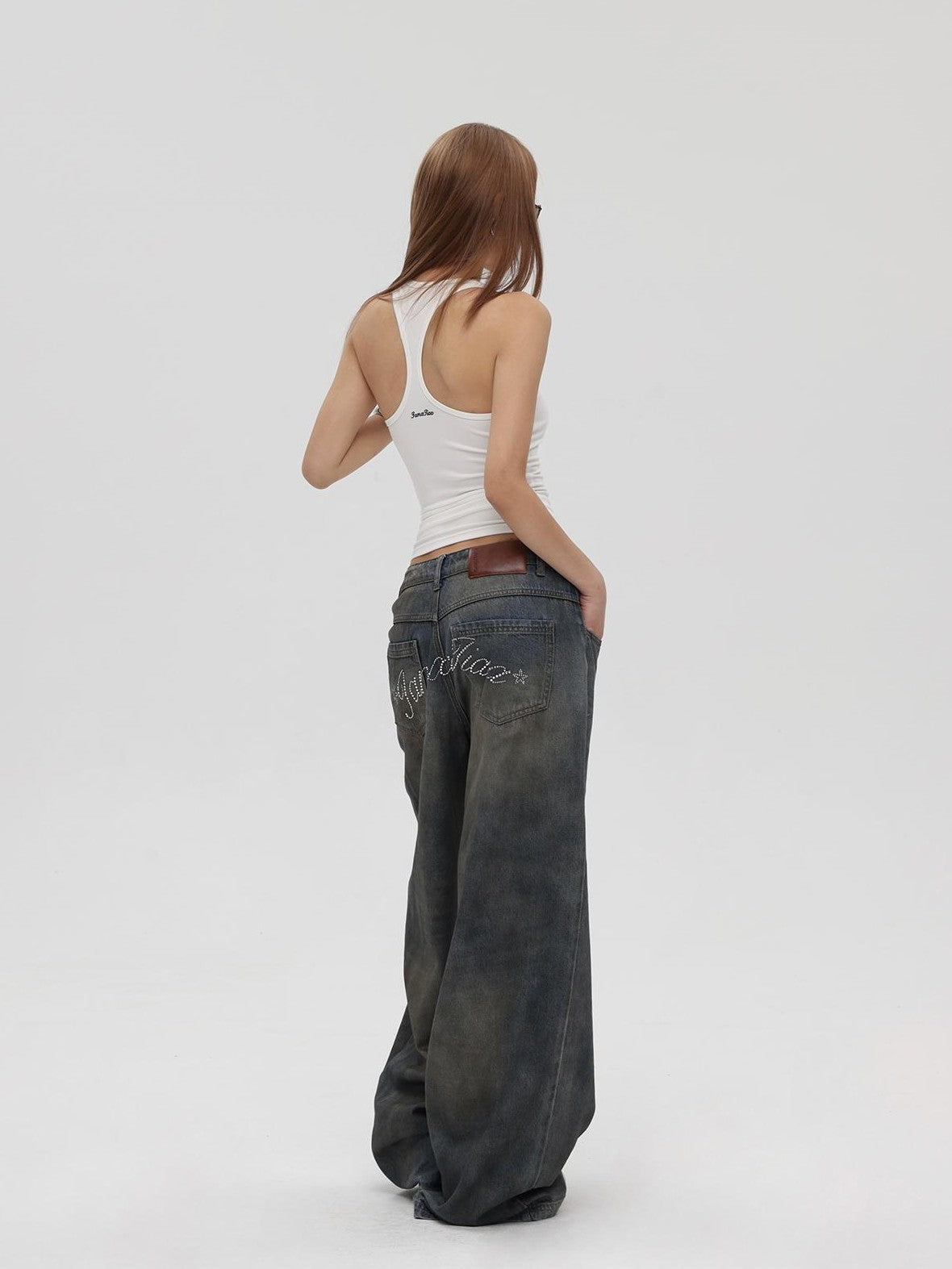 iamxiaa Square Neck Embroidered Slim Fit Women&