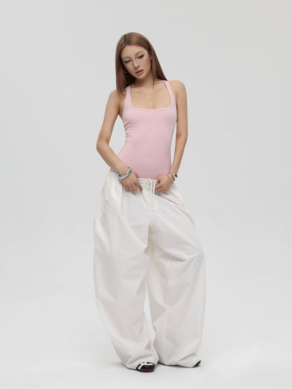 iamxiaa Square Neck Embroidered Slim Fit Women&