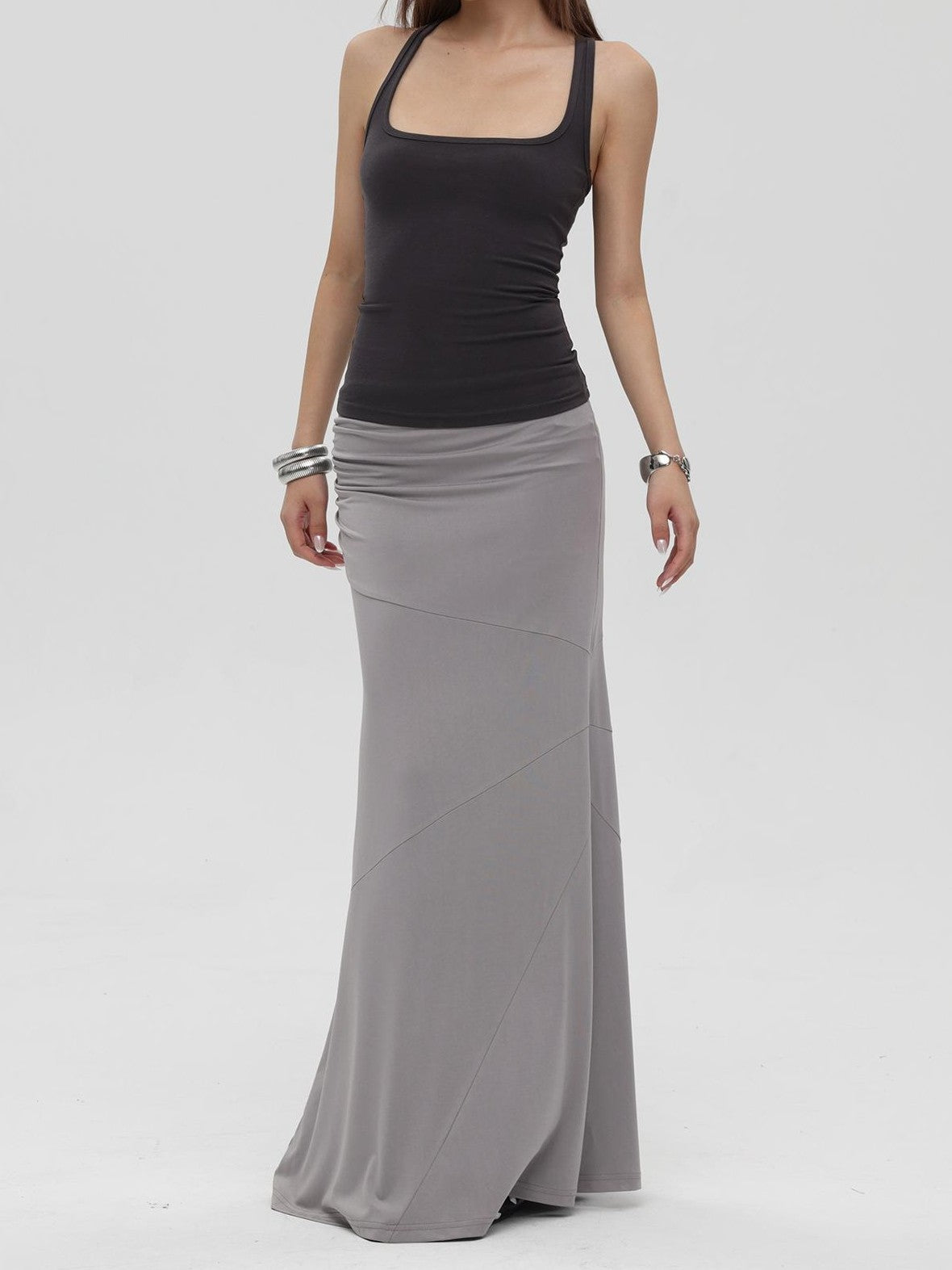 iamxiaa Square Neck Embroidered Slim Fit Women&