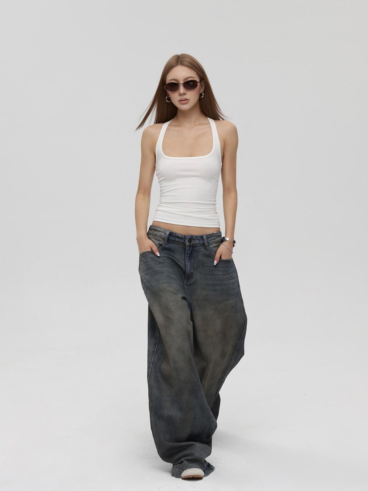 iamxiaa Square Neck Embroidered Slim Fit Women&