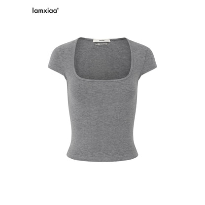 iamxiaa_Square_U_Neck_Small_Flutter_Sleeves_Set_In_Shoulder_Slim_Fit_Women&