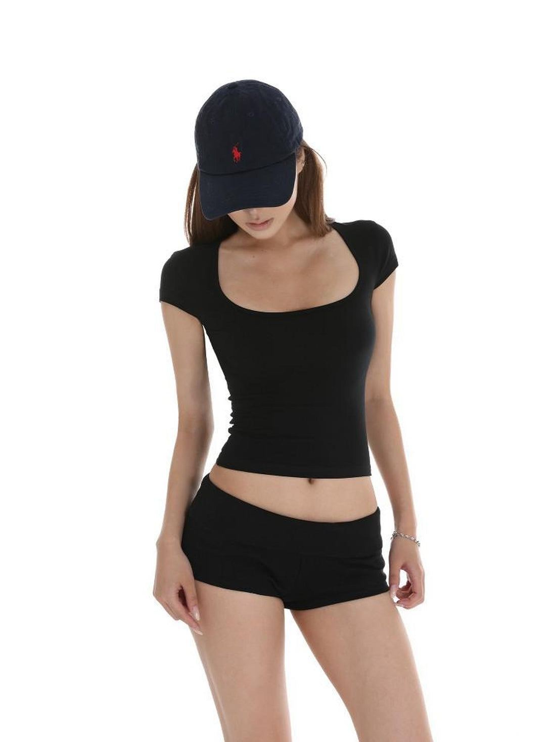 iamxiaa Square U Neck Small Flutter Sleeves Set In Shoulder Slim Fit Women&