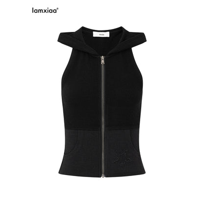 iamxiaa_Star_Rhinestone_Hooded_Waffle_Stretch_Knit_Racerback_Women&