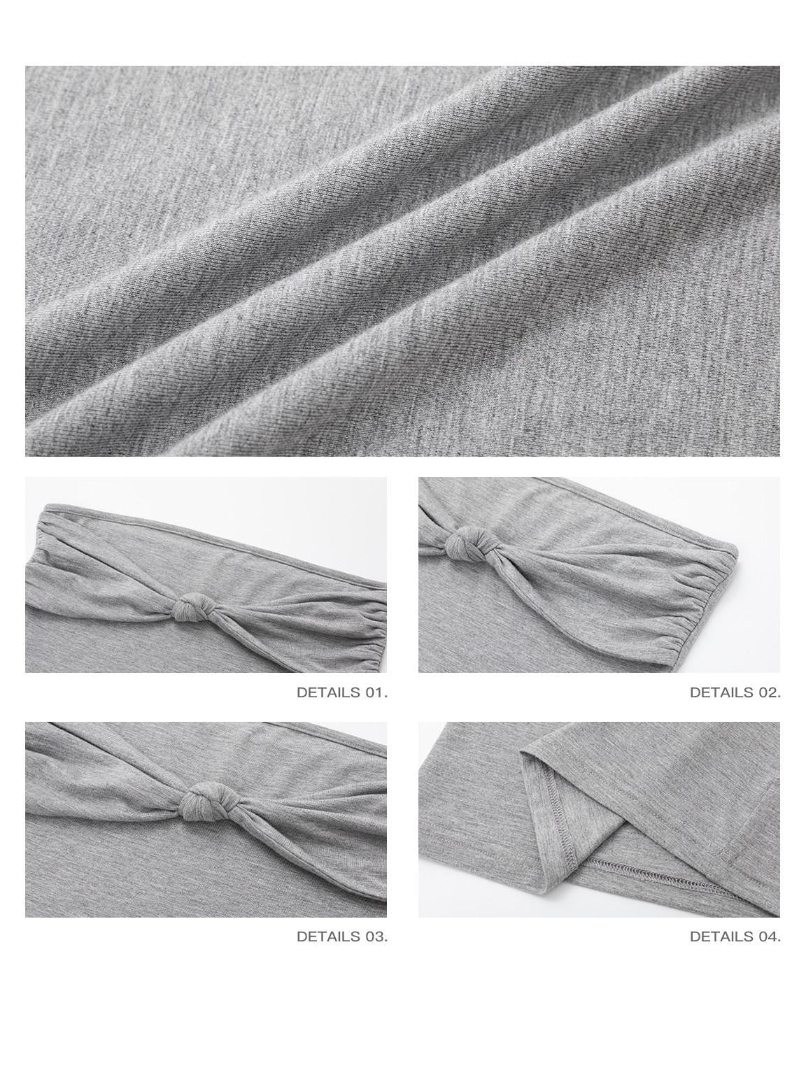 iamxiaa Straight Neck Twist Bow Ruched Women&