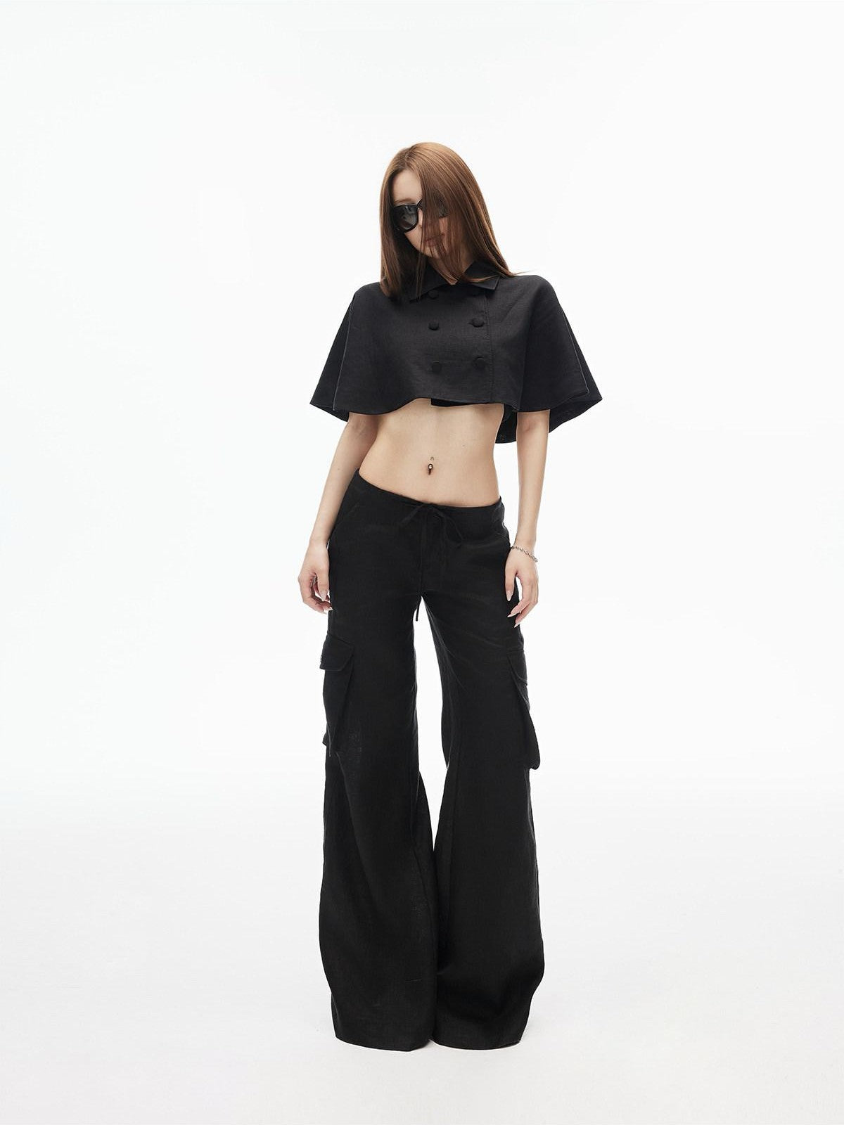 iamxiaa Streetstyle Low Rise Drawstring 3d Cargo Women&