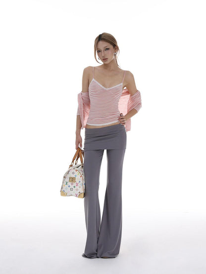 iamxiaa Striped Lace Detail Women&