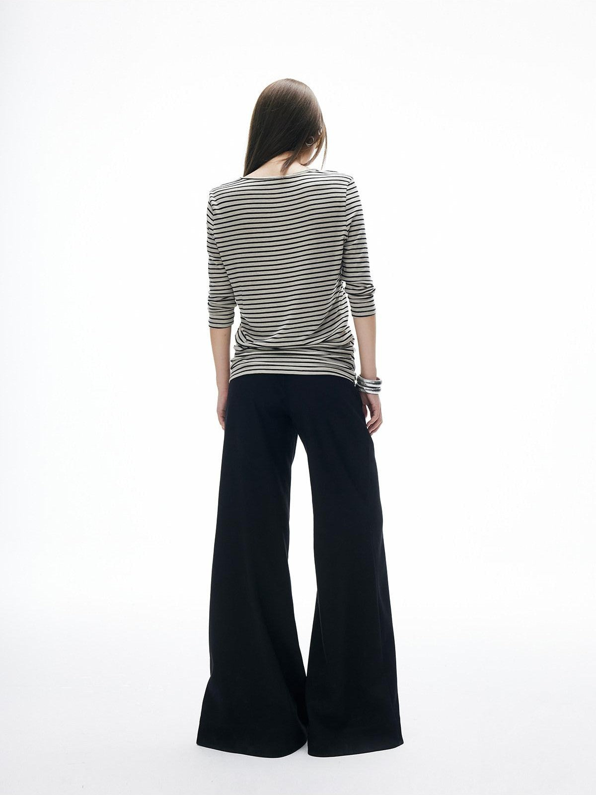 iamxiaa Striped U Neck Slim Fit Women&