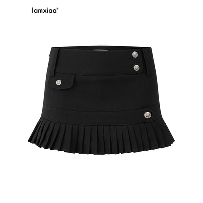 iamxiaa_Structured_Pleated_Low_Waist_Bodycon_H_Shape_Women&