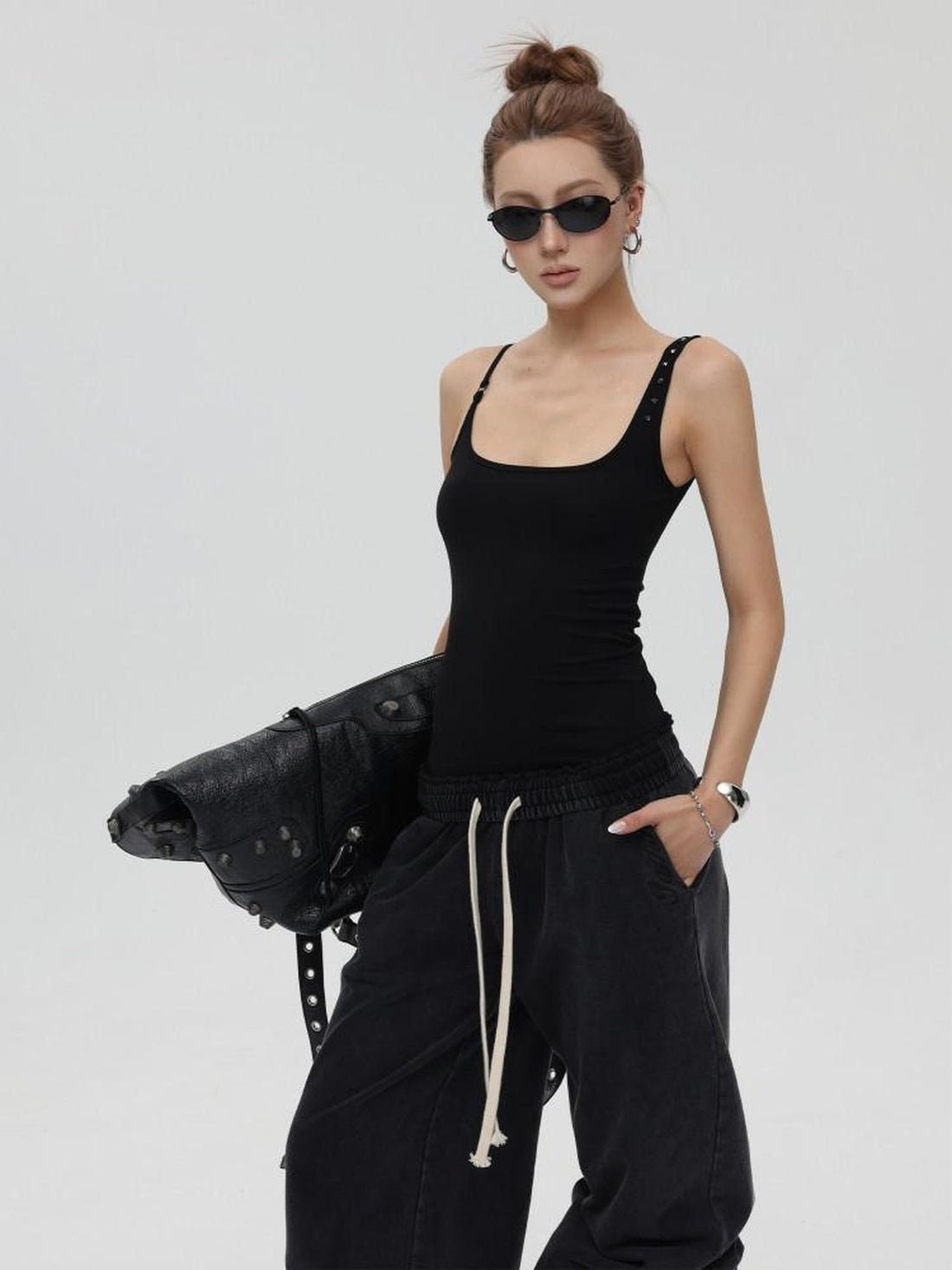 iamxiaa Studded Asymmetric Strap Slim Fit Women&