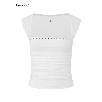 iamxiaa_Studded_Rhinestone_Pleated_Low_Square_Neck_Women&