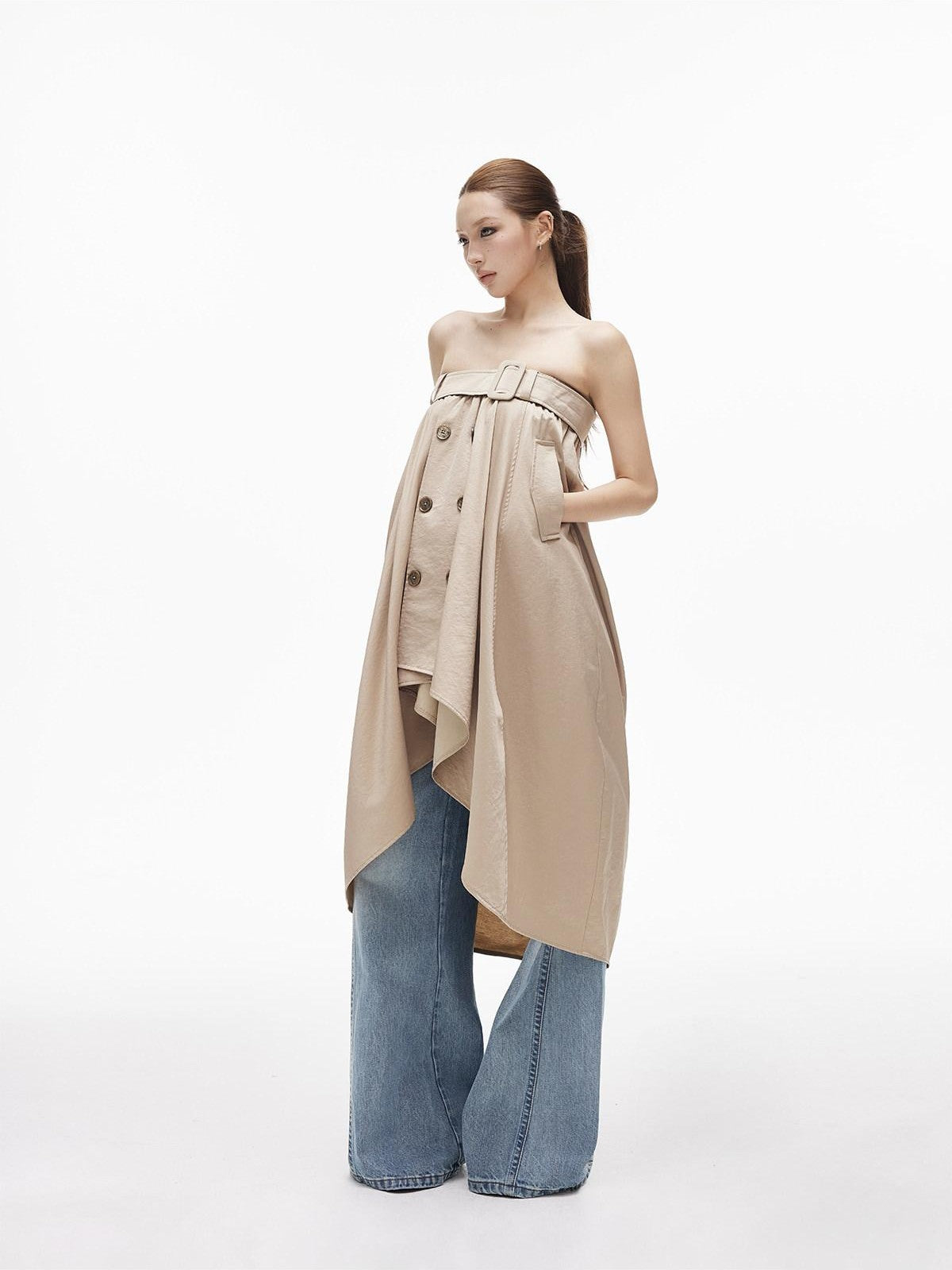 iamxiaa Subtle Sheen Bardot Neck Double Row Two Way Women&