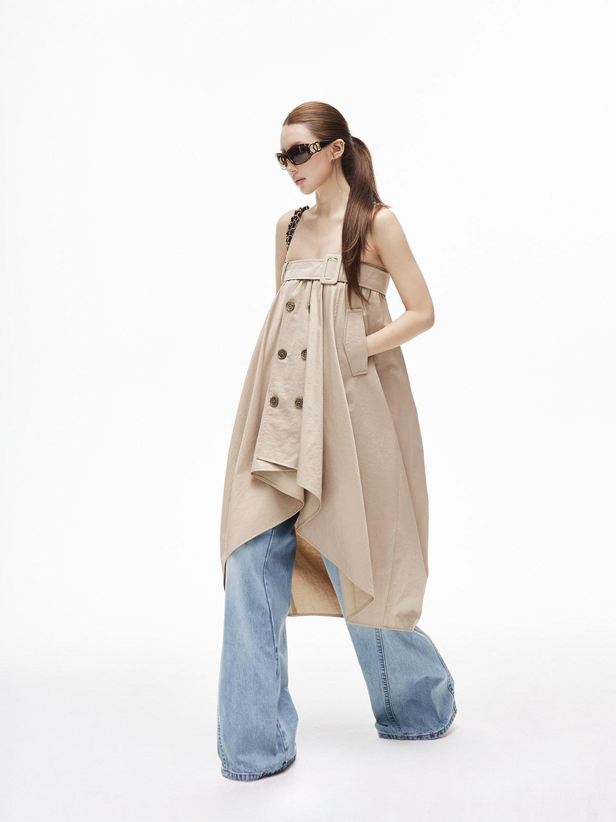 iamxiaa Subtle Sheen Bardot Neck Double Row Two Way Women&