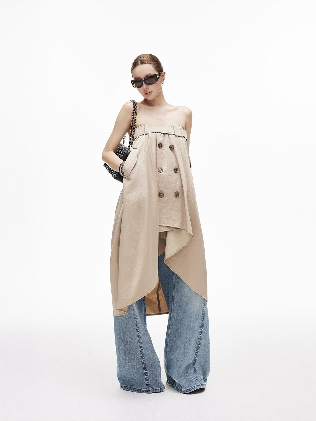 iamxiaa Subtle Sheen Bardot Neck Double Row Two Way Women&