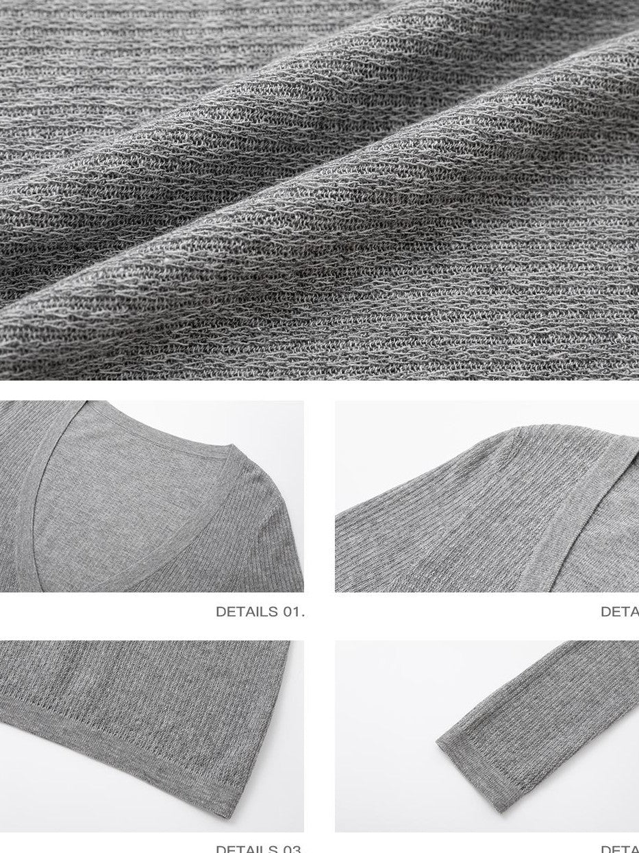 iamxiaa Textured Ribbed V-neck Fitted Knit Women&