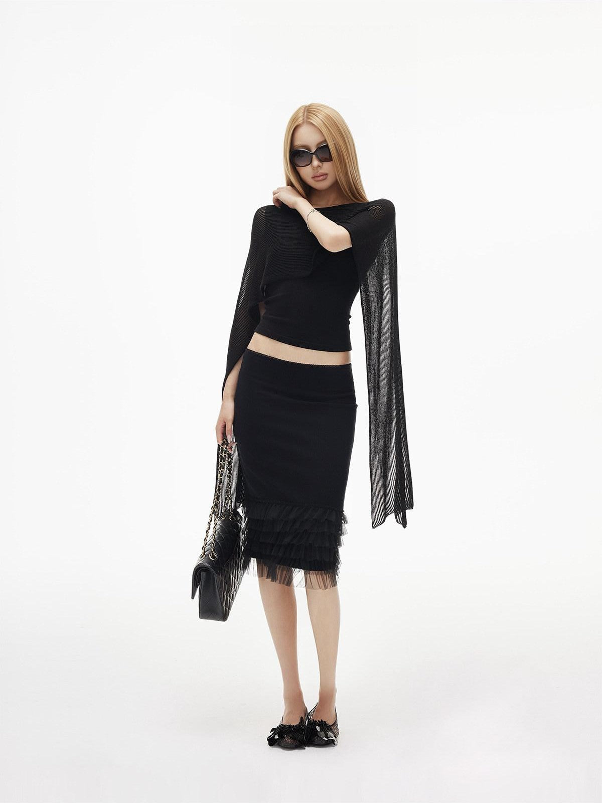 iamxiaa Textured Sash Boat Neck Low Back Slim Women&