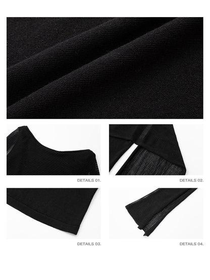 iamxiaa Textured Sash Boat Neck Low Back Slim Women&
