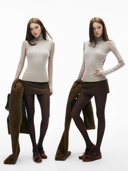 iamxiaa Textured Vertical Rib Knit Splice Women&