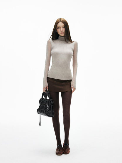 iamxiaa Textured Vertical Rib Knit Splice Women&