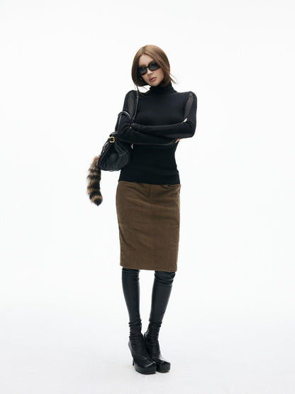iamxiaa Textured Vertical Rib Knit Splice Women&
