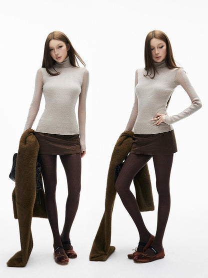 iamxiaa Textured Vertical Rib Knit Splice Women&