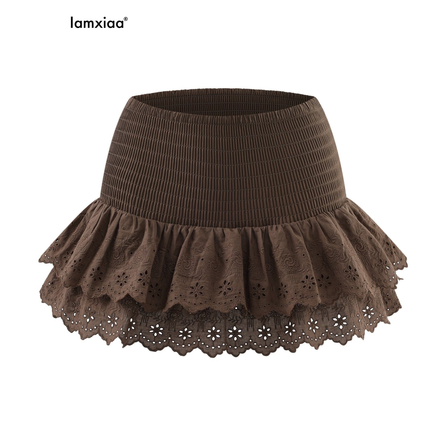 iamxiaa_Tiered_Double_Layer_Ruffle_Ruched_Waist_A_Line_Women&