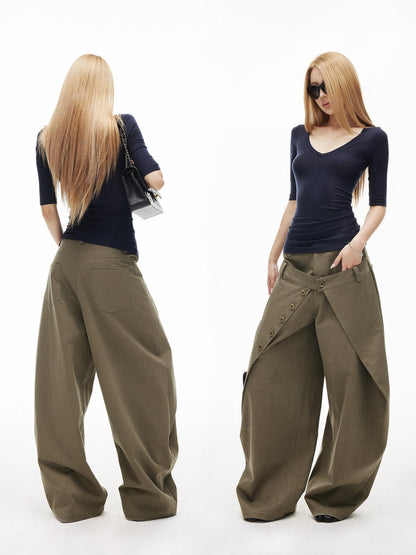 iamxiaa Twill Double Layer Deconstructed Lowrise Curved Women&