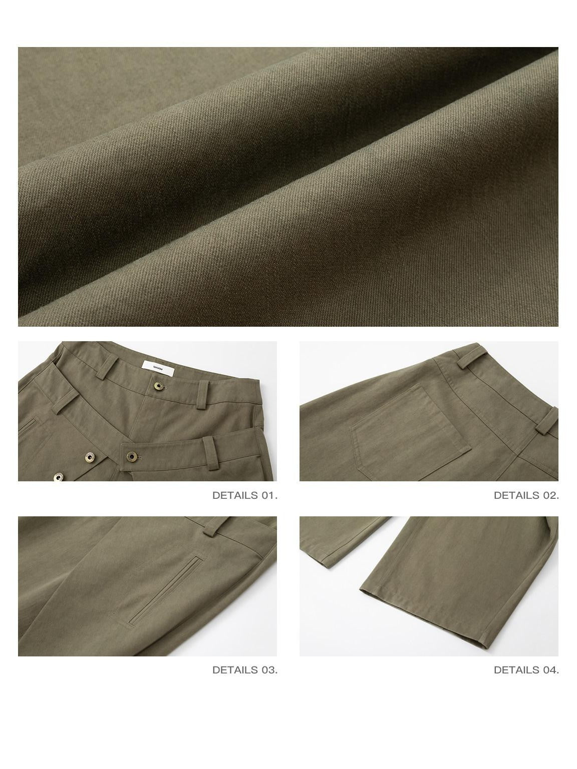 iamxiaa Twill Double Layer Deconstructed Lowrise Curved Women&