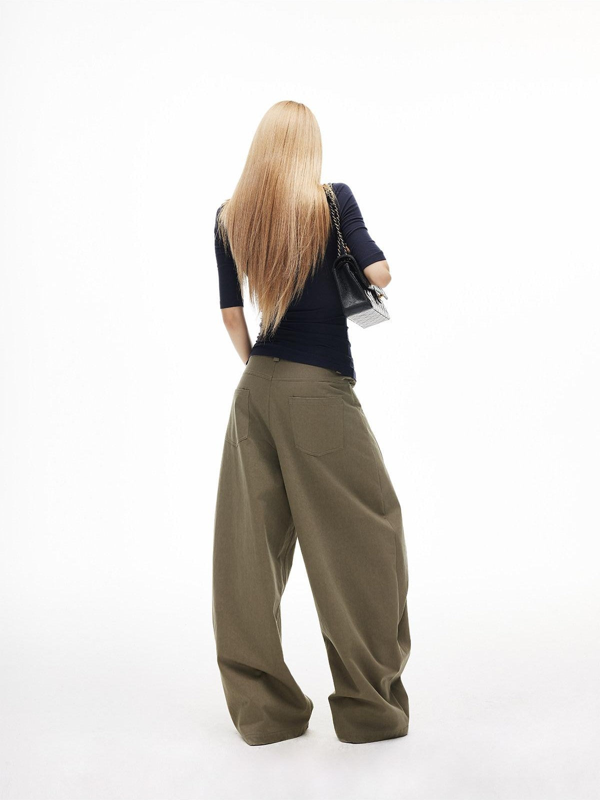 iamxiaa Twill Double Layer Deconstructed Lowrise Curved Women&