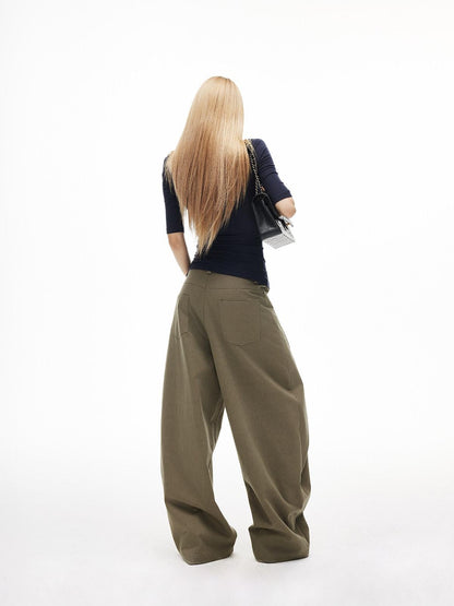 iamxiaa Twill Double Layer Deconstructed Lowrise Curved Women&
