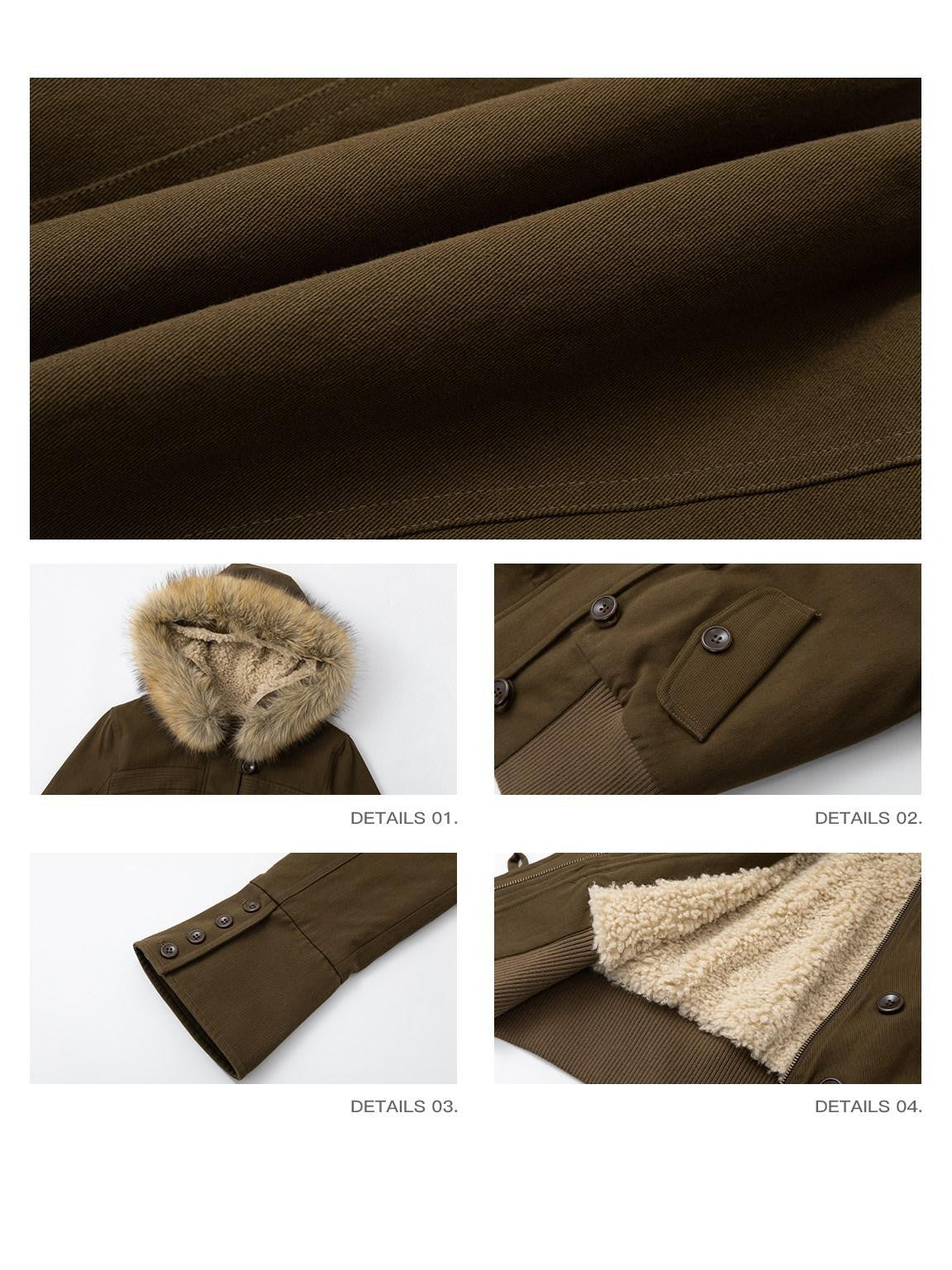 iamxiaa Twill Hooded Detachable Teddy Fur Collar Women&