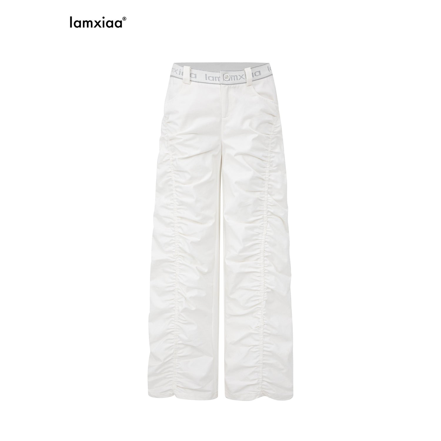 iamxiaa_Twill_Ribbed_Lettered_Diagonal_Gathered_Low_Waist_Women&