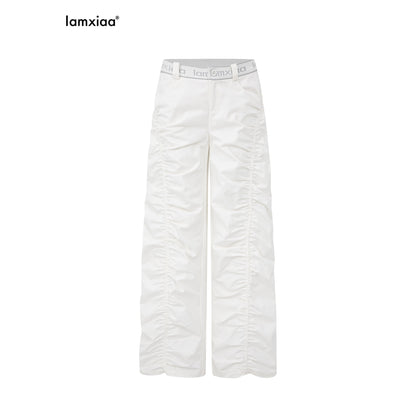iamxiaa_Twill_Ribbed_Lettered_Diagonal_Gathered_Low_Waist_Women&