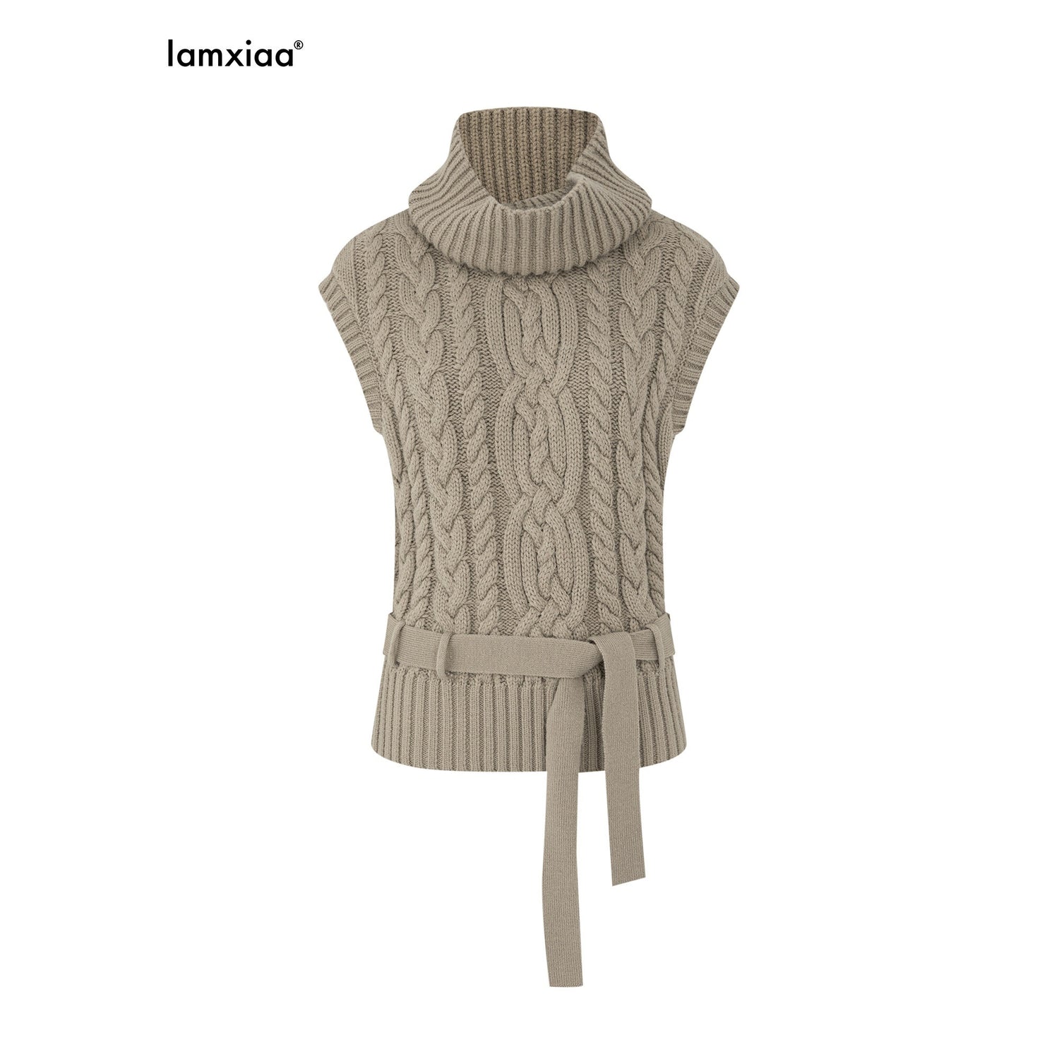 iamxiaa_Two_Tone_3d_Cable_Chunky_Knit_Belted_High_Neck_Cap_Sleeve_Women&