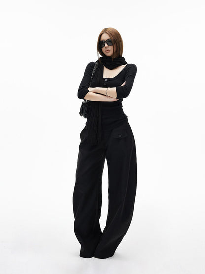 iamxiaa Two Tone 3d Pocket Flap Clean Minimal Rounded Curved Cut Women&