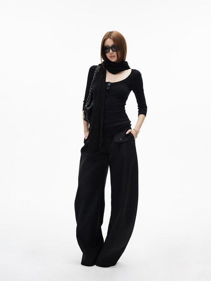 iamxiaa Two Tone 3d Pocket Flap Clean Minimal Rounded Curved Cut Women&