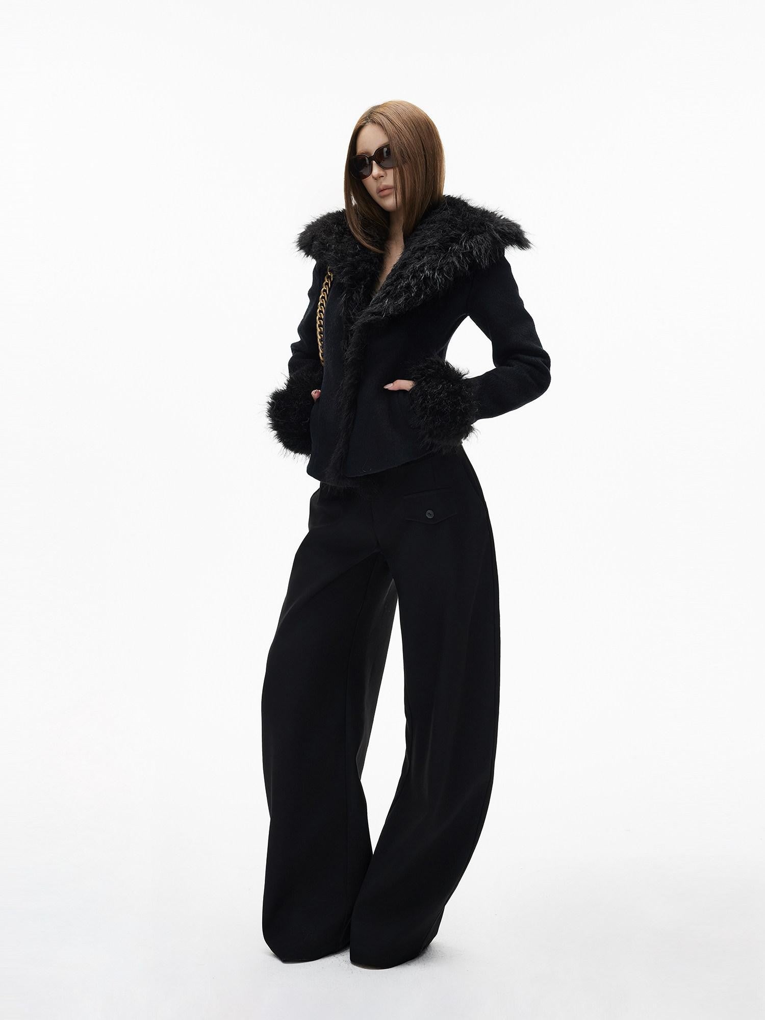 iamxiaa Two Tone 3d Pocket Flap Clean Minimal Rounded Curved Cut Women&
