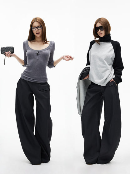 iamxiaa Two Tone 3d Pocket Flap Clean Minimal Rounded Curved Cut Women&
