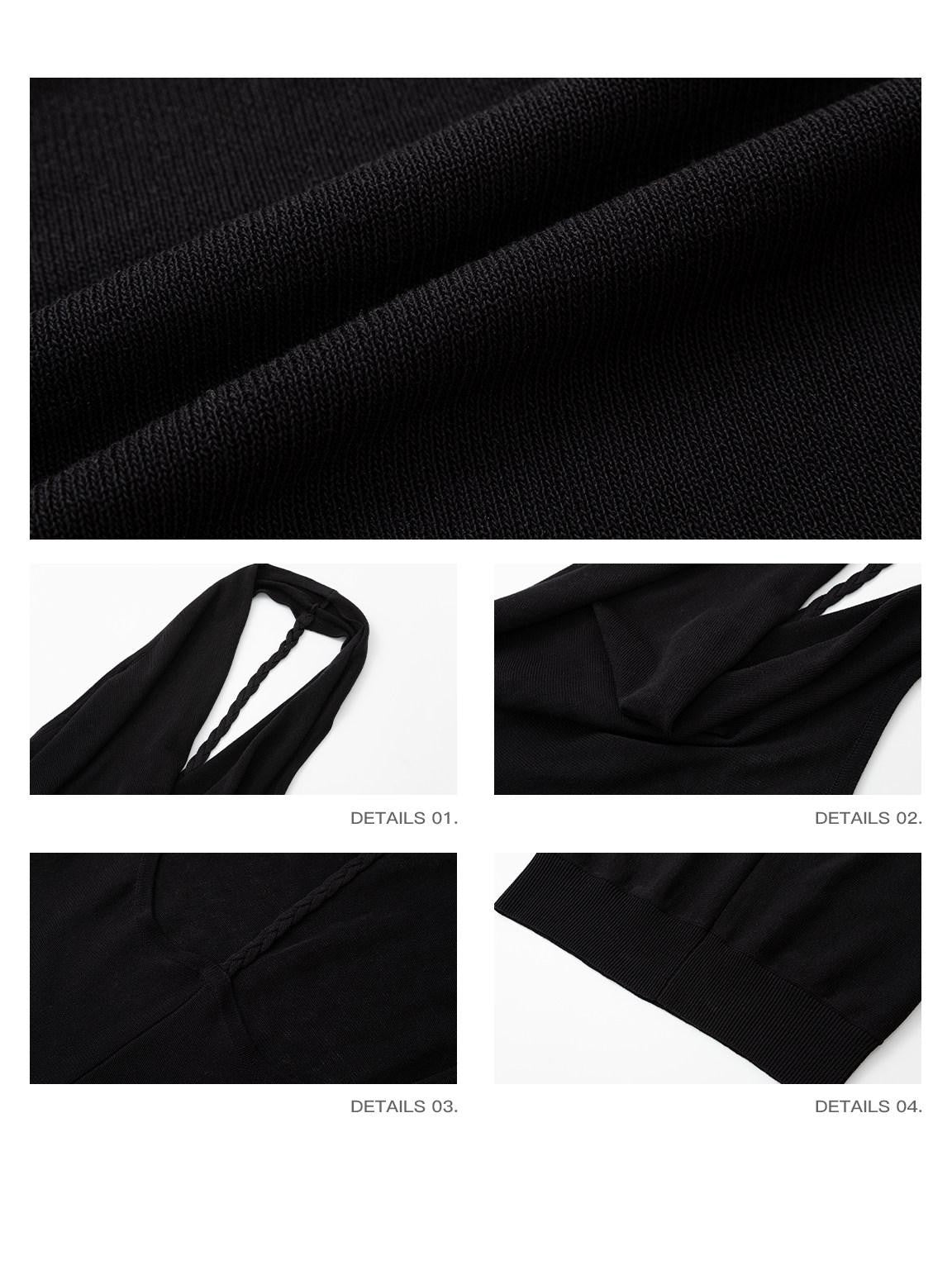 iamxiaa Two Tone Braided Halter Cowl Backless Women&