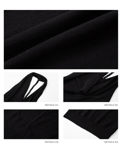 iamxiaa Two Tone Braided Halter Cowl Backless Women&